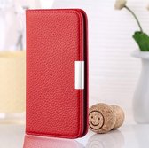 Voor Samsung Galaxy A12 Litchi Texture Horizontale Flip lederen tas met houder en kaartsleuven (rood)