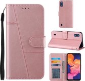 Voor Samsung Galaxy A10 / M10 Stiksels Kalf Textuur Gesp Horizontale Flip Leren Case met Houder & Kaartsleuven & Portemonnee & Lanyard (Roze)