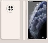 Voor Huawei Enjoy 20 Plus 5G Effen Kleur Imitatie Vloeibare Siliconen Rechte Rand Valbestendige Volledige Dekking Beschermhoes (Wit)