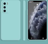 Voor Huawei P40 effen kleur imitatie vloeibare siliconen rechte rand valbestendige volledige dekking beschermhoes (hemelsblauw)
