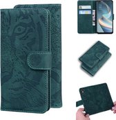 Voor OPPO A92S / Reno4 Z 5G Tiger Embossing Pattern Horizontale Flip lederen tas met houder & kaartsleuven & portemonnee (groen)
