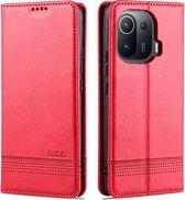 Voor Xiaomi Mi 11 Pro AZNS Magnetische Kalf Textuur Horizontale Flip Leren Case met Kaartsleuven & Houder & Portemonnee (Rood)