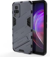 Voor vivo V21 Punk Armor 2 in 1 PC + TPU schokbestendig hoesje met onzichtbare houder (grijs)