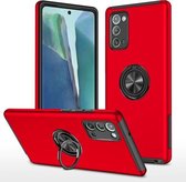 Voor Samsung Galaxy Note20 PC + TPU schokbestendige magnetische beschermhoes met onzichtbare ringhouder (rood)