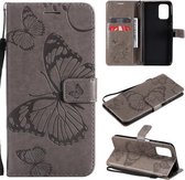Voor Xiaomi Redmi Note 10 4G Pressed Printing Butterfly Pattern Horizontale Flip PU lederen tas met houder & kaartsleuven & portemonnee & lanyard (grijs)