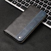 Voor Samsung Galaxy A02s (EU / US-versie) Zakelijke effen kleurstiksels Horizontale flip lederen tas met houder en kaartsleuven (blauw)