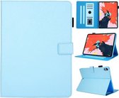 Haar zijdeachtige textuur effen kleur horizontale flip lederen tas met houder & kaartsleuven & fotolijst & antislip strip voor iPad Pro 11 inch (blauw)