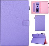 Haar zijdeachtige textuur effen kleur horizontale flip lederen tas met houder & kaartsleuven & fotolijst & antislipstrip voor Samsung Galaxy Tab S5E 10.5 T720 / T725 (paars)