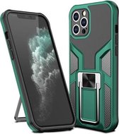 Armor 2 in 1 PC + TPU magnetisch schokbestendig hoesje met opvouwbare houder voor iPhone 11 Pro Max (groen)