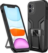 Armor 2 in 1 PC + TPU magnetische schokbestendige hoes met opvouwbare houder voor iPhone 11 (zwart)