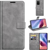 Voor Xiaomi Poco F3 / Redmi K40 / K40 Pro Retro Kalfspatroon Gesp Horizontale Flip Leren Case met Houder & Kaartsleuven & Portemonnee (Grijs)