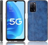 Voor OPPO Realme V11 5G Schokbestendig Naaien Koe Patroon Huid PC + PU + TPU Case (Blauw)