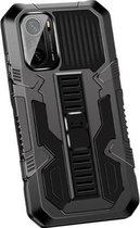 Voor Geschikt voor Xiaomi Poco F3 Vanguard Warrior All-inclusive tweekleurige schokbestendige TPU + pc-beschermhoes met houder (zwart)