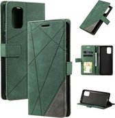 Voor OnePlus 8T Skin Feel Splicing Horizontale lederen flip case met houder & kaartsleuven & portemonnee & fotolijst (groen)