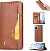 Voor Xiaomi Mi 11 Lite Kneed Huidtextuur Horizontale Flip Leren Case met Fotolijst & Houder & Kaartsleuven & Portemonnee (Bruin)