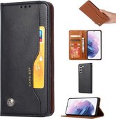 Voor Samsung Galaxy S21 FE Kneed Huidtextuur Horizontale Flip Leren Case met Fotolijst & Houder & Kaartsleuven & Portemonnee (Zwart)