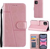 Stiksels Kalfsstructuur Gesp Horizontale Flip Leren Case met Houder & Kaartsleuven & Portemonnee & Lanyard Voor iPhone 11 (Roze)