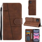 Stiksels Kalfsstructuur Gesp Horizontale Flip Leren Case met Houder & Kaartsleuven & Portemonnee & Lanyard Voor iPhone 11 Pro (Bruin)