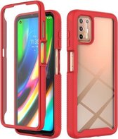 Motorola Moto G9 Plus (2021) Starry Sky Solid Color-serie schokbestendige pc + TPU-hoes met PET-folie (rood)