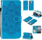 Voor Geschikt voor Xiaomi Mi 11 Lite Mandala Embossing Patroon Horizontale Flip PU lederen tas met houder & kaartsleuven & Walle & Lanyard (blauw)