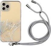 Holle marmeren patroon TPU schokbestendige beschermhoes met nekriempje voor iPhone 11 Pro (grijs)