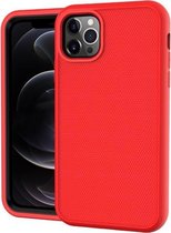 Effen kleur pc + siliconen schokbestendig skid-proof stofdicht hoesje voor iPhone 12/12 Pro (rood)