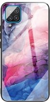 Voor Samsung Galaxy A12 5G abstract marmeren patroon glas beschermhoes (abstract rood)