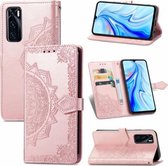 Voor vivo V20 SE Mandala Embossing Patroon Horizontale Flip Leren Case met Houder & Kaartsleuven & Portemonnee & Lanyard (Rose Goud)