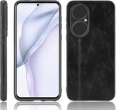 Voor Huawei P50 Schokbestendig Naaien Koe Patroon Huid PC + PU + TPU Case (Zwart)