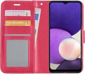 Hoes Geschikt voor Samsung A22 5G Hoesje Book Case Hoes Flip Cover Wallet Bookcase - Donkerroze