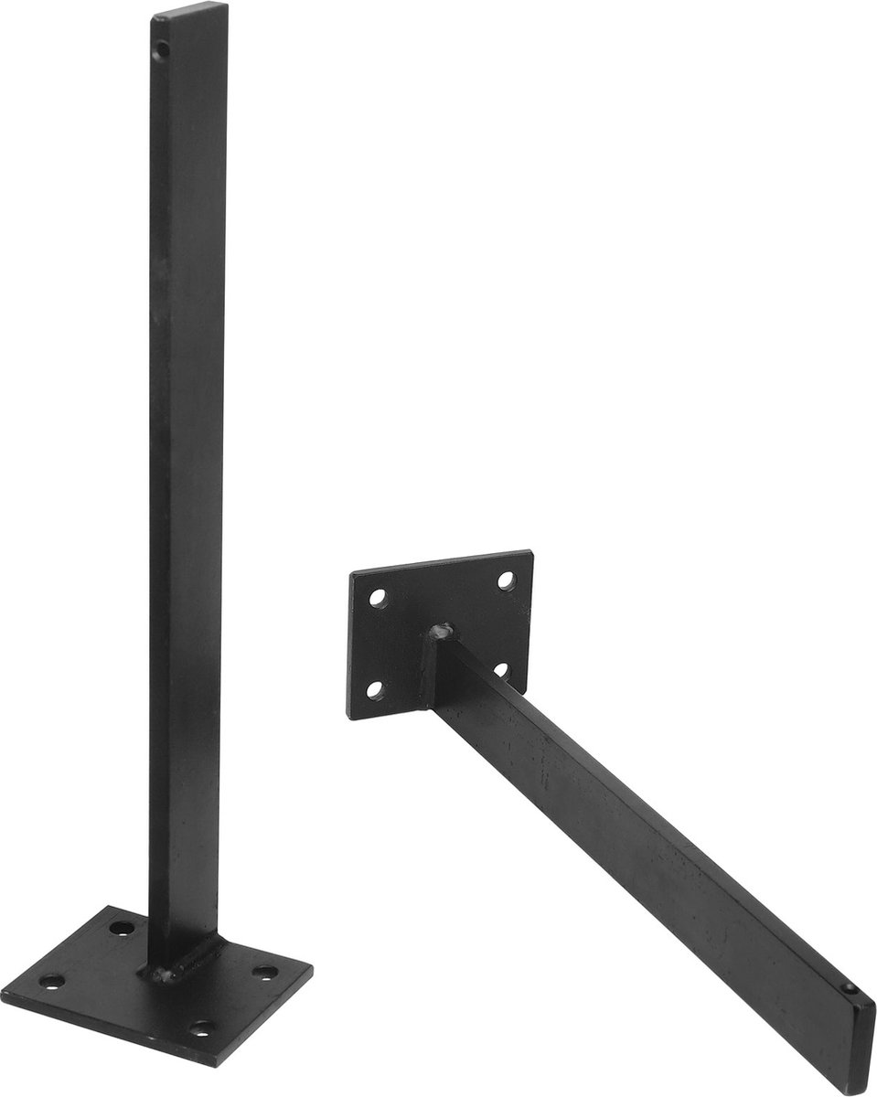 Teakea - Set Zwarte Muurbeugels - 40 cm Diep - Draagkracht 120 kg per Beugel - Stalen Wandsteunen