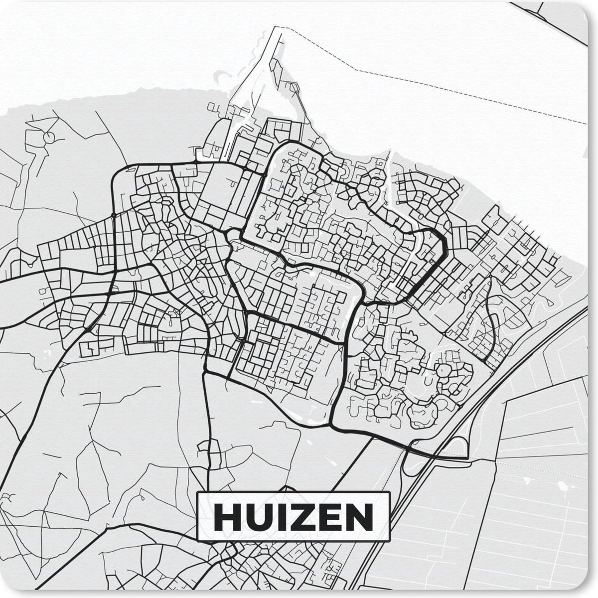 Muismat 20x20 cm - Mousepad Stadskaart - Huizen - Grijs - Wit - Muismatten