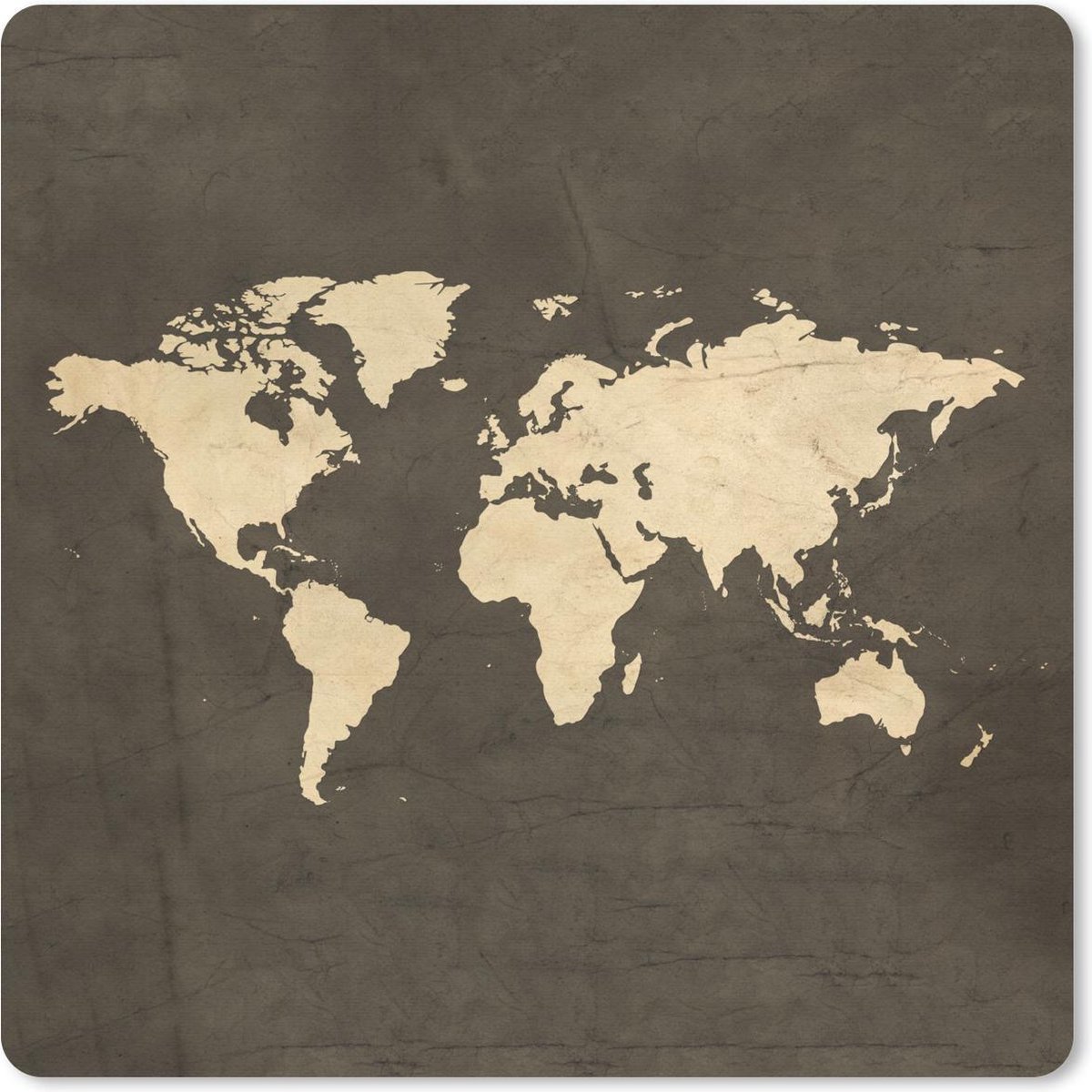 Muismat 20x20 cm - Mousepad Wereldkaart - Kleuren - Vintage - Muismatten