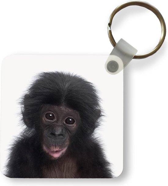 Sleutelhanger - Uitdeelcadeautjes - Baby Chimpansee - Aap - Jong - Portret - Kinderen - Kind - Jongens - Meisjes - Plastic - Sinterklaas cadeautjes - Uitdeelcadeautjes voor kinderen - Schoencadeautjes - Kleine cadeautjes