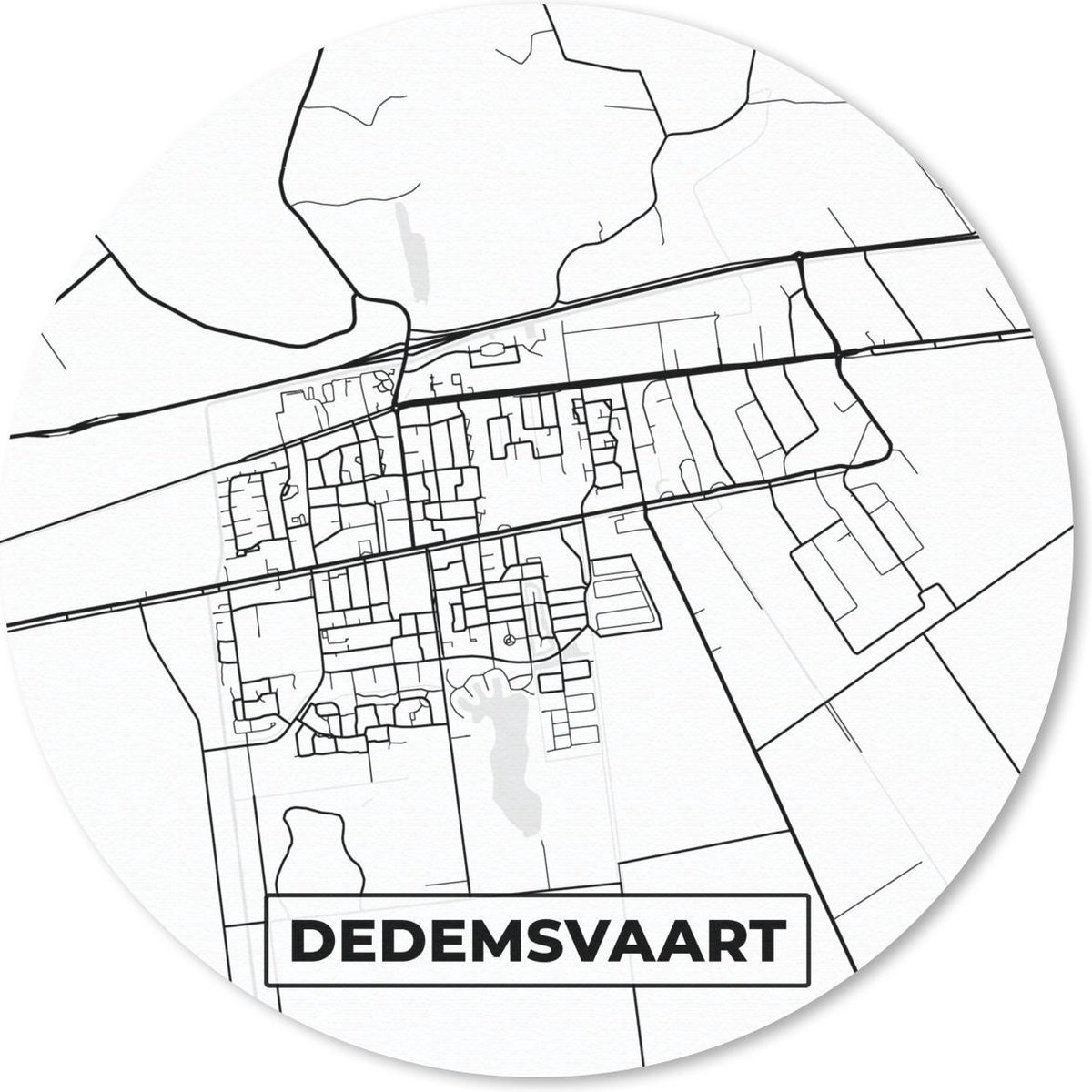 Muismat rond 30x30 cm - Mousepad Kaart - Dedemsvaart - Zwart - Wit - Ronde muismatten