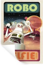 Muurstickers - Sticker Folie - Een Science-Fiction illustratie van een robot op mars - 40x80 cm - Plakfolie - Muurstickers Kinderkamer - Zelfklevend Behang - Zelfklevend behangpapier - Stickerfolie
