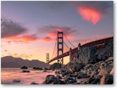Golden Gate Bridge - zonsondergang - San Francisco, Californië - 40x30 Canvas Liggend - Landschap