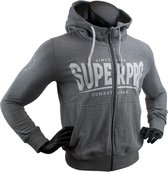Super Pro Hoody met Rits S.P. Logo Grijs/Wit Small