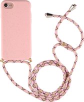 Mobigear Telefoonhoesje geschikt voor Apple iPhone SE (2022) Flexibel TPU | Mobigear Lanyard Hoesje met koord - Roze