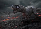 Dinosaurus T-Rex vulkanisch einde der aarde - Foto op Posterpapier - 70 x 50 cm (B2)