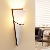 Lindby - LED wandlamp - 1licht - glas, metaal - H: 36.5 cm - E14 - opaalwit, roestbruin - Inclusief lichtbron