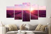 Schilderij -Lavendelveld,   5 luik, 200x100cm, Premium print