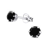 Aramat jewels ® - Oorbellen rond zirkonia 925 zilver zwart 5mm