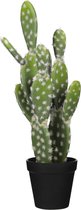 2x stuks cactus kunstplanten groen in pot H44 cm - Kunstplanten/nepplanten