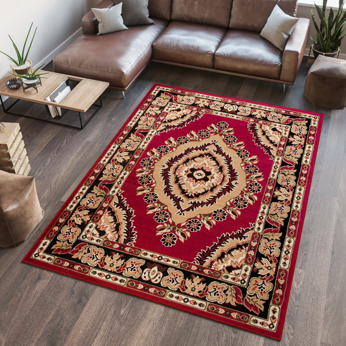 Tapiso Atlas PP Vloerkleed Rood Woonkamer Tapijt Maat- 60x100