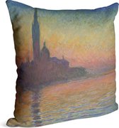 San Giorgio Maggiore in de schemering, Claude Monet - Foto op Sierkussen - 50 x 50 cm