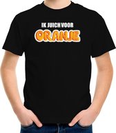 Zwart fan t-shirt voor kinderen - ik juich voor oranje - Holland / Nederland supporter - EK/ WK shirt / outfit 134/140