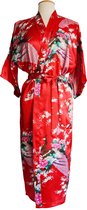 KIMU® lange kimono rood satijn - maat XS-S - ochtendjas kamerjas badjas maxi