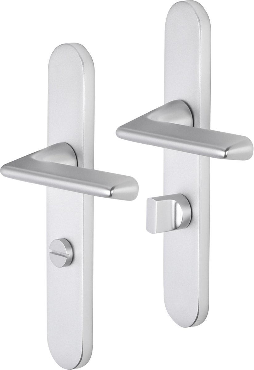 Deurkruk - Impresso Bristol - Voor binnen - Ovaal deurschild met toiletsluiting - Aluminium - 2 stuks
