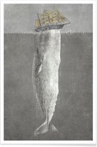 JUNIQE - Poster Revenge of the Whale -13x18 /Grijs